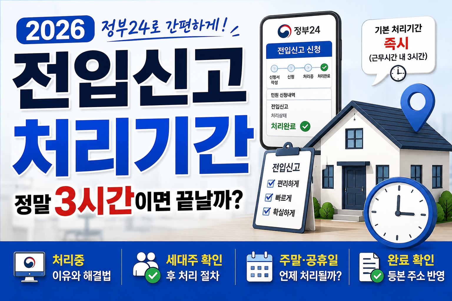 2026 전입신고 처리기간 처리중 세대주 확인 완료 방법